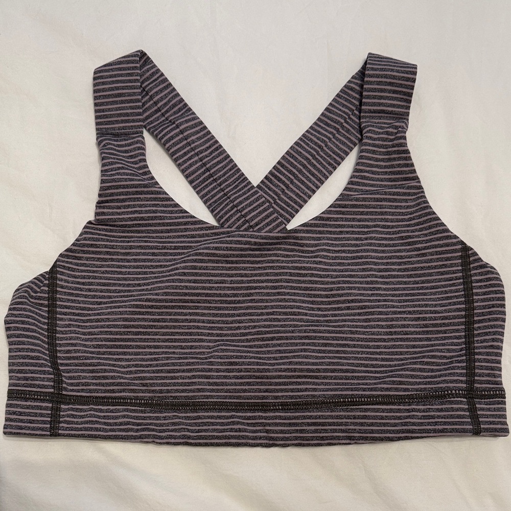 lululemon athletica Black and Mauve Striped Sports Bra